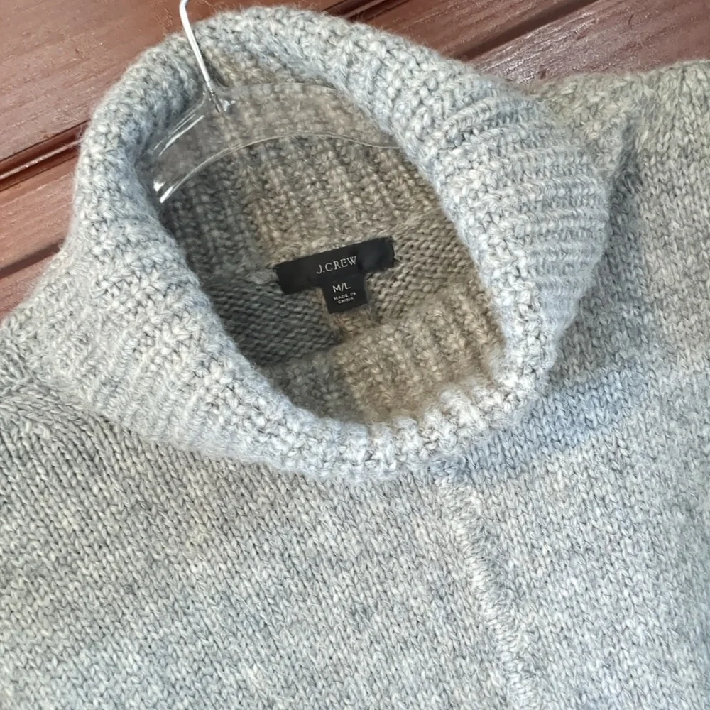 J. Crew Heather Graphite Relaxed Turtleneck Poncho - Size M/L - Picture 3 of 8